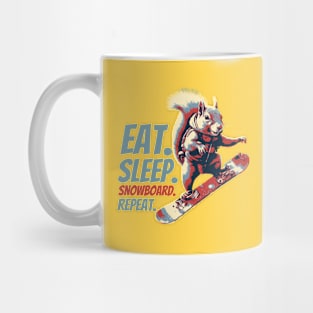 Eat Sleep Snowboard Repeat Funny Squirrel Snowboarding Mug